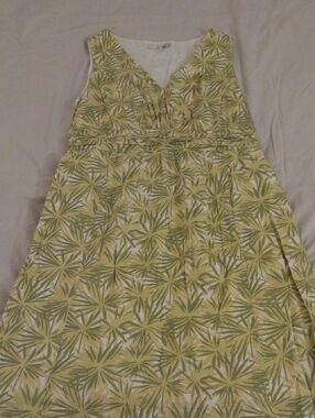 Boden Yellow & Olive Dress with Palm Pattern